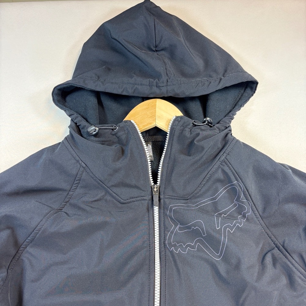 Fox Racing Hybrid Zip-Up Hoodie Womens Large Black Softshell Fleece Jacket Warm